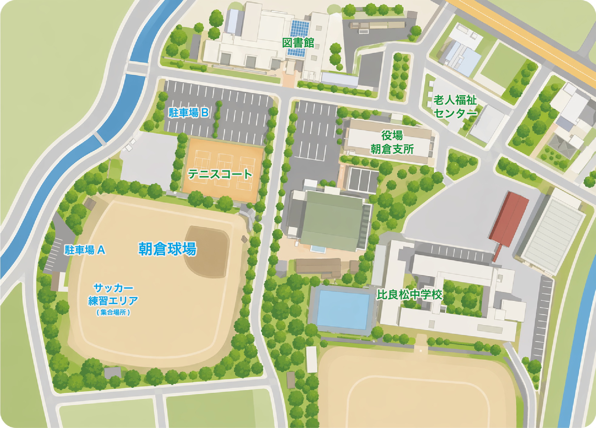 朝倉球場 駐車場マップ