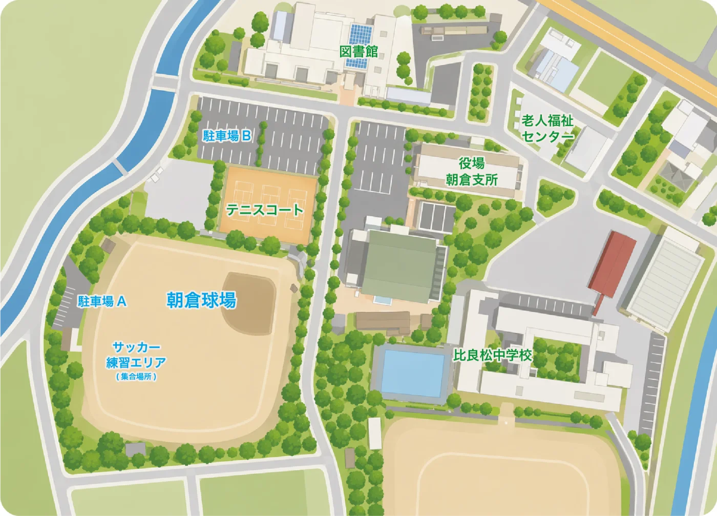 朝倉球場 駐車場マップ